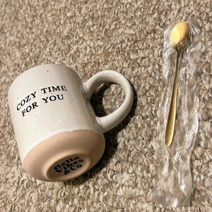 Handcrafted Cozy Time For You Mug and Spoon Set Brand New